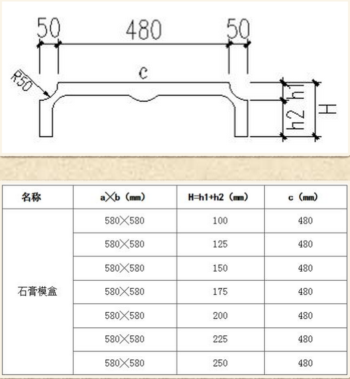 石膏模盒断面图